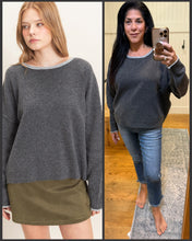 Relaxed Wide Neck Knit Sweater - Charcoal
