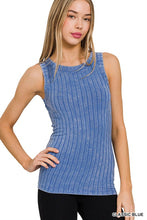 RIBBED SLEEVELESS TANK TOP WITH EXPOSED SEAM - ASSORTED COLORS