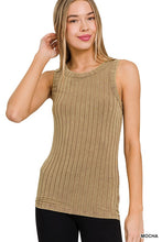 RIBBED SLEEVELESS TANK TOP WITH EXPOSED SEAM - ASSORTED COLORS