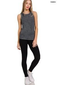 RIBBED SLEEVELESS TANK TOP WITH EXPOSED SEAM - ASSORTED COLORS
