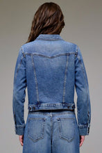 Hidden Medium Pearl Embellished Fitted Trucker Jacket - Embellishment Blue