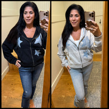Star Patch Hoodie - Black or Heather Grey