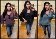 Acid Wash Waffle Knit Zip-up Hoodie - Assorted Colors