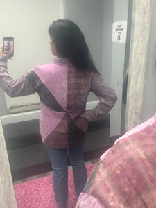 Color Blocked Washed Button Down Shirt - Dusty Lavender or Washed Green