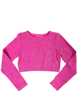 Ribbed Mineral Wash Long Sleeve Crop Top - Barbie Pink Mineral, Navy Mineral or Black