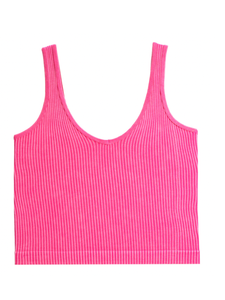 Mineral Wash Seamless Rib Tank Top - Barbie Pink