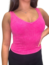 Mineral Wash Seamless Rib Tank Top - Barbie Pink