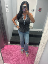 Mystree Washed Thermal Sleeveless Henley Top - Black, Grey,  BluePurple or Cream
