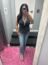 Mystree Washed Thermal Sleeveless Henley Top - Black, Grey,  BluePurple or Cream