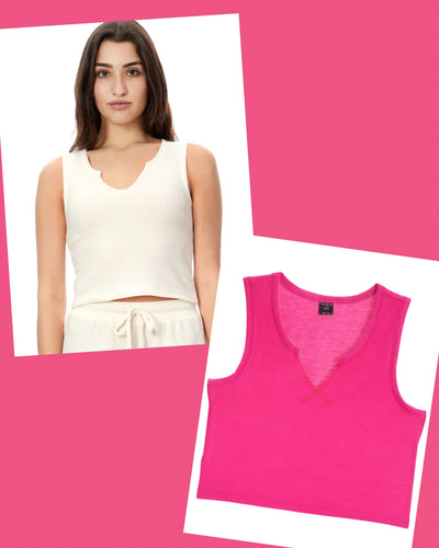 Brushed Super Soft Waffle Sleeveless Tank Top - Barbie Pink or Artic Wolf