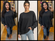 Pigment Dye Oversized Raw Edge Sweatshirt - Black