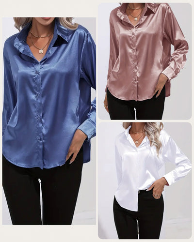 Satin Button Down Shirts - Assorted Colors