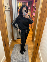 Ariella Straight Leg Pant W/ Snake Detail In Scuba - Black W/ Brown