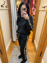 Ariella Straight Leg Pant W/ Snake Detail In Scuba - Black W/ Brown