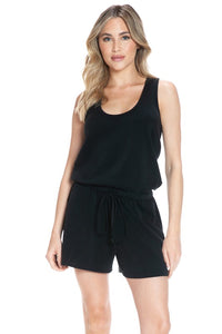 Ariella Scuba Romper With Pockets - Black Or Denim Blue