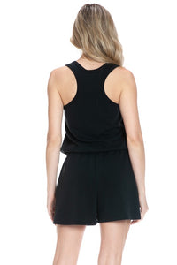Ariella Scuba Romper With Pockets - Black Or Denim Blue