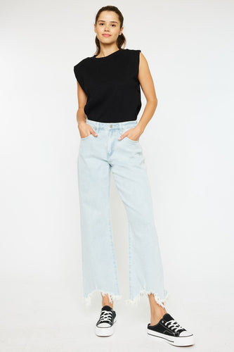 KANCAN HIGH RISE SLIM WIDE LEG JEANS - LIGHT