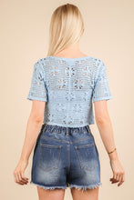 Front Tie Crochet Casual Crop Top - Ivory, Mint or Sky Blue