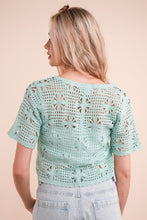 Front Tie Crochet Casual Crop Top - Ivory, Mint or Sky Blue