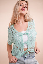 Front Tie Crochet Casual Crop Top - Ivory, Mint or Sky Blue