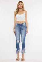 KANCAN MID RISE FRAYED HEM ANKLE SKINNY JEANS