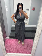 Currant Air Washed Button Down Midi Dress - Washed Black