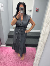 Currant Air Washed Button Down Midi Dress - Washed Black