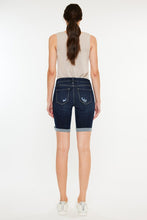 KANCAN MID RISE CUFFED RAW HEM BERMUDA JEANS -DARK