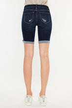 KANCAN MID RISE CUFFED RAW HEM BERMUDA JEANS -DARK