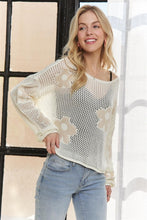 Lightweight Floral Sweater Top - Oatmeal, Blush, Charcoal