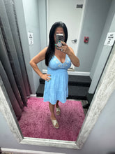Halter Neck Embroidered Cotton Gauze Mini Dress - Blue Or Pink