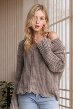 Distressed Mineral Washed Sweater - Charcoal or Mocha