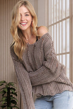 Distressed Mineral Washed Sweater - Charcoal or Mocha