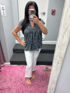BOHO PAISLEY SHIRRING BLOUSE - BLACK OR MAUVE