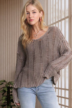 Distressed Mineral Washed Sweater - Charcoal or Mocha