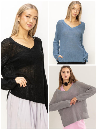 LONG SLEEVE OVERSIZED SWEATER - ASSORTED COLORS