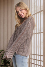 Distressed Mineral Washed Sweater - Charcoal or Mocha