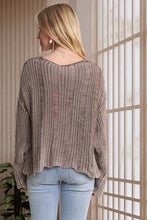 Distressed Mineral Washed Sweater - Charcoal or Mocha