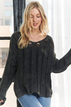 Distressed Mineral Washed Sweater - Charcoal or Mocha