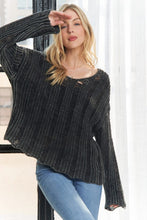 Distressed Mineral Washed Sweater - Charcoal or Mocha