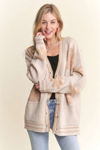 Button Down Floral Sweater Cardigan - Grey or Oatmeal