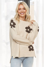 Floral Relaxed Cozy Knit Sweater - Coffee or Ivory
