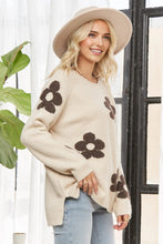 Floral Relaxed Cozy Knit Sweater - Coffee or Ivory