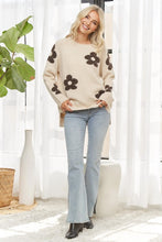 Floral Relaxed Cozy Knit Sweater - Coffee or Ivory
