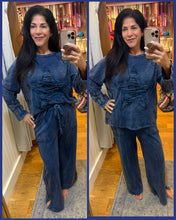 Mineral Washed Distressed Star Patch Plaid Top - Navy