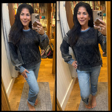 Mixed Media Washed Sweatshirt - Washed Black