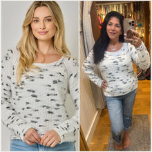 Boat Neck Marled Sweater - White
