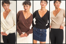 Wrap V Neck Sweater - Assorted Colors