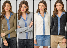 Washed Thermal Button Down Top - Assorted Colors