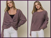 Convertible Twist Detail Knit Sweater in Purple Multi